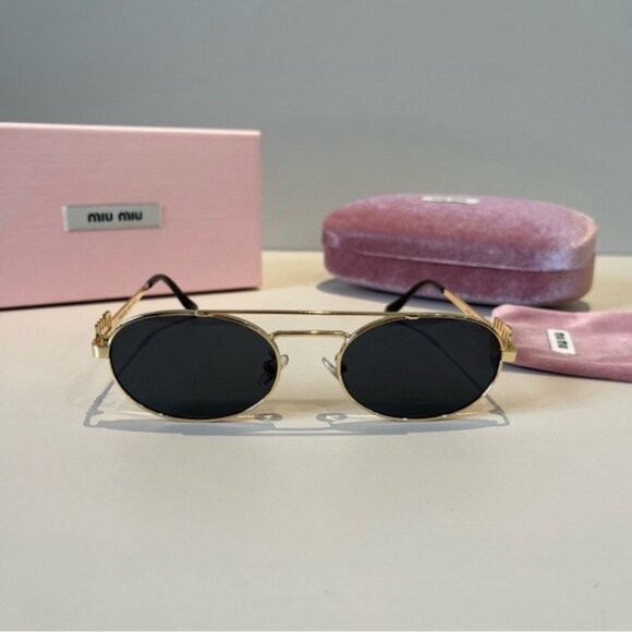 Miu Miu Gold and Black Sunglasses main image 6